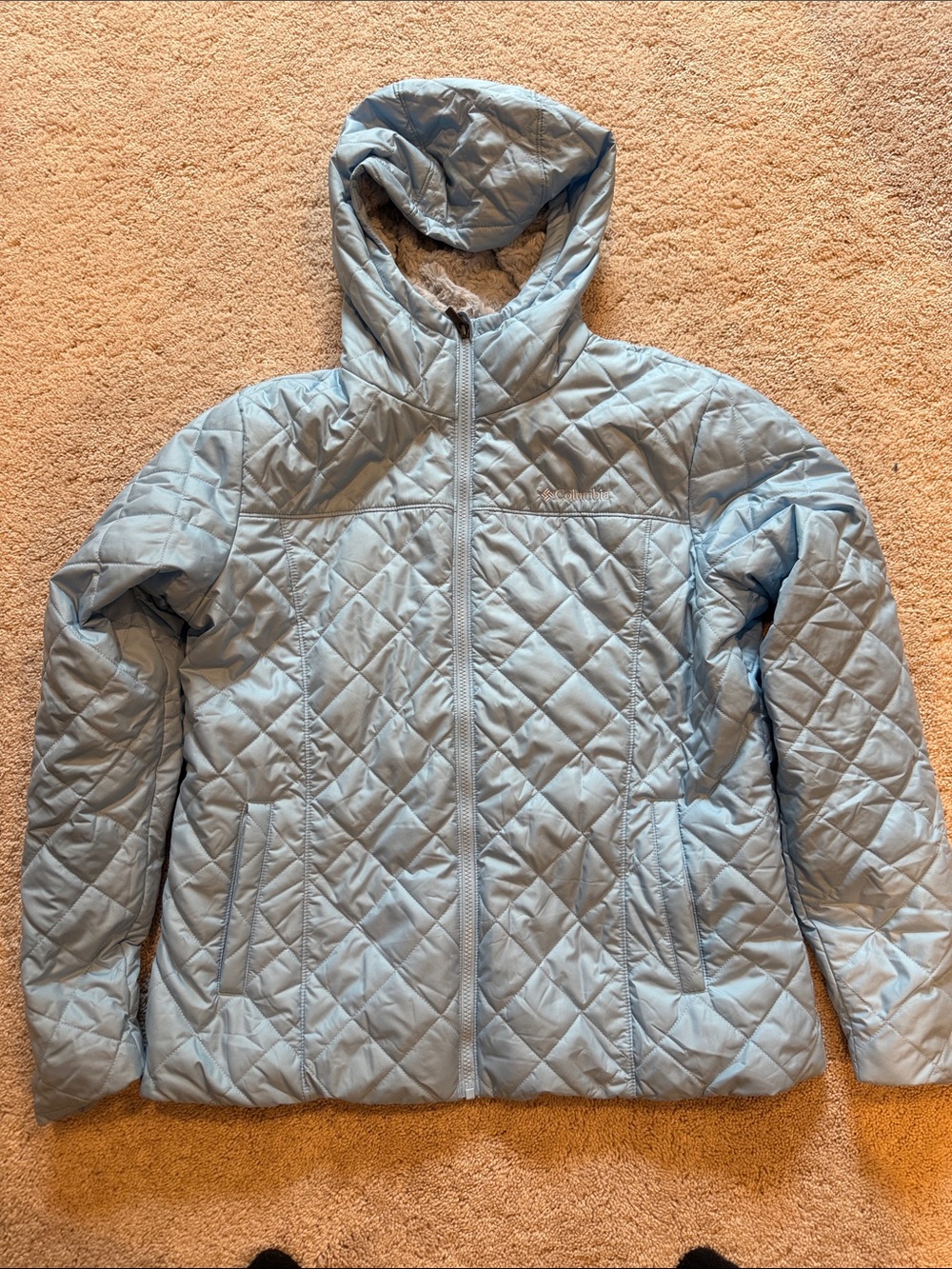 Columbia Plush Faux Fur Lined Jacket in Light Blue